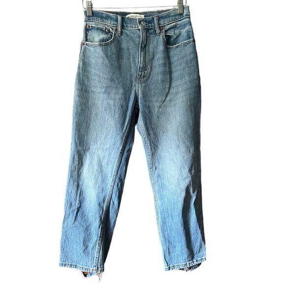 Abercrombie & Fitch Women's The Ankle Straight Ultra High Rise Jeans Blue 27/4XS - Picture 1 of 9